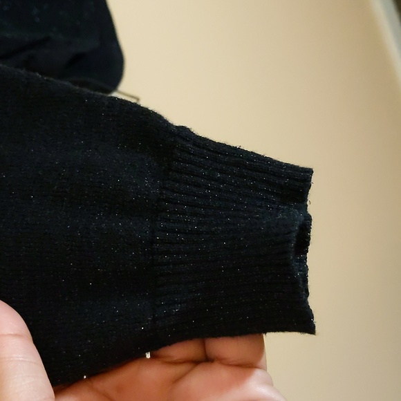 Michael Kors| Black Shimmering Cowlneck Sweater With Drawstring Sides - Picture 4 of 17